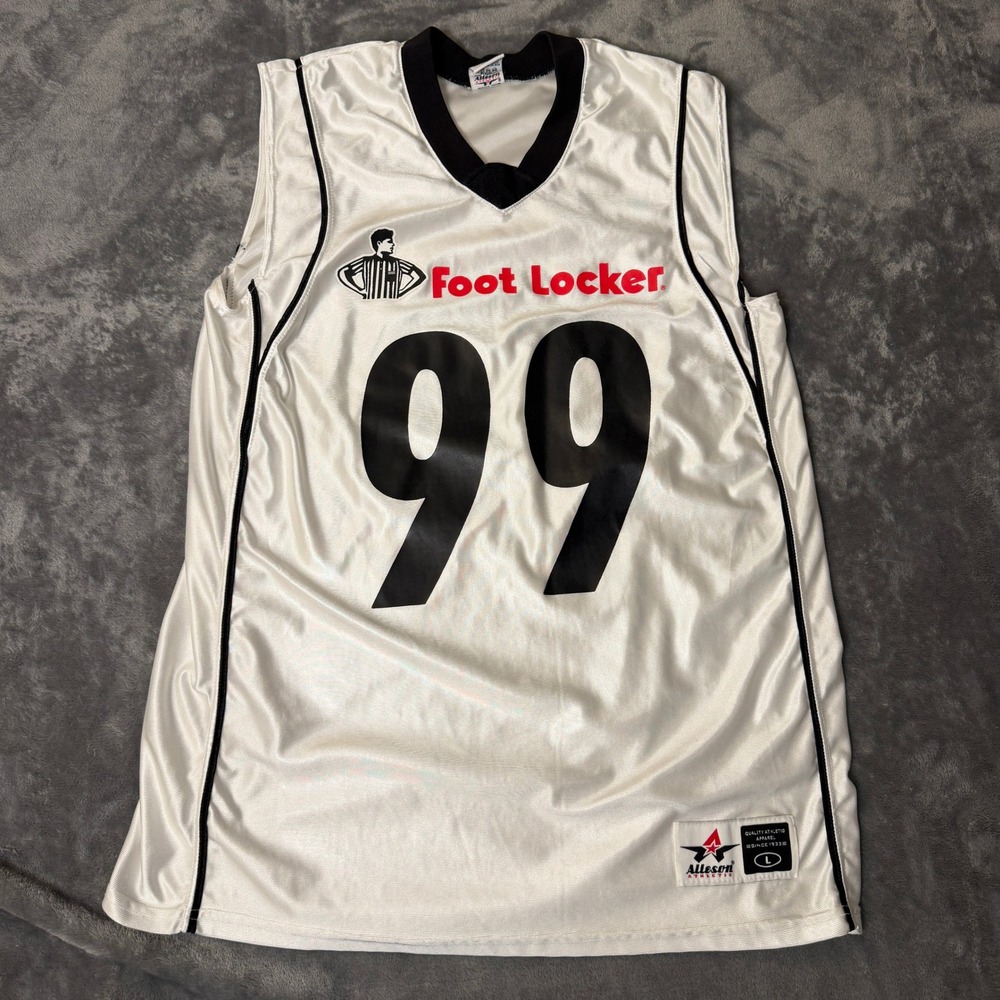 Vintage Alleson Athletic Foot Locker Jersey Mens Large White Black Number 99